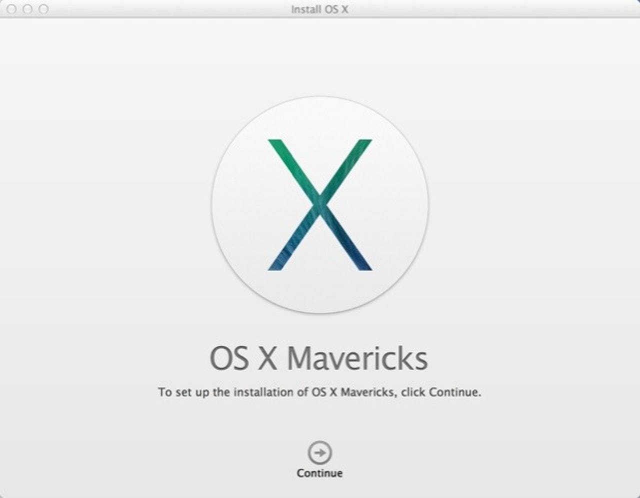 OS X 10.9 installation screen