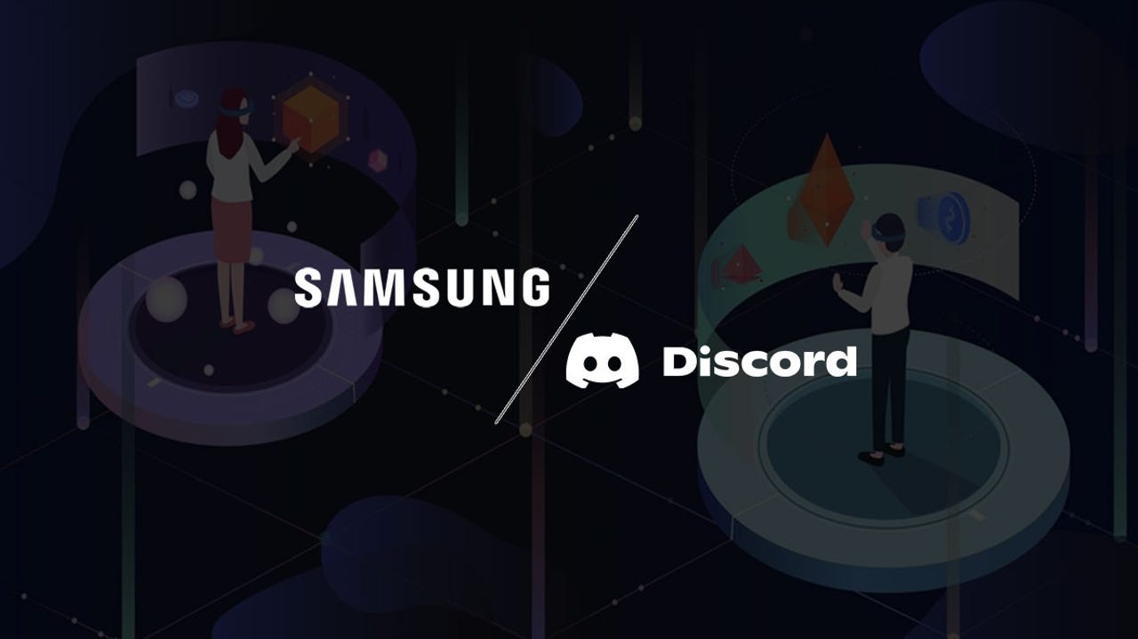 Samsung and Discord white words on black background