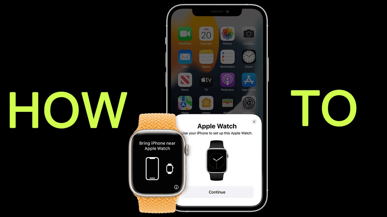 Apple Watch next to iPhone showing the setup screen