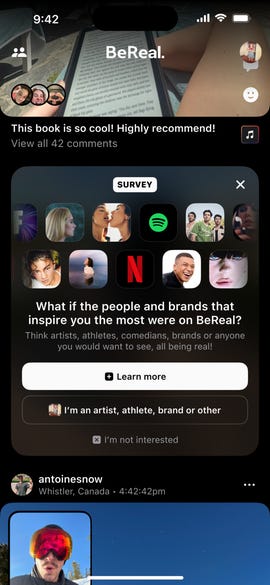 BeReal in app survey