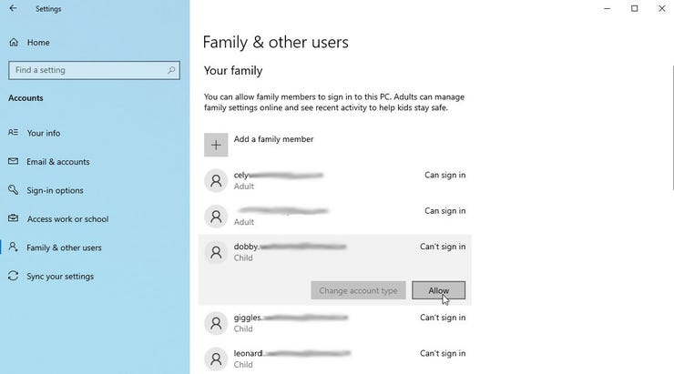 How to create and manage Windows accounts for your family