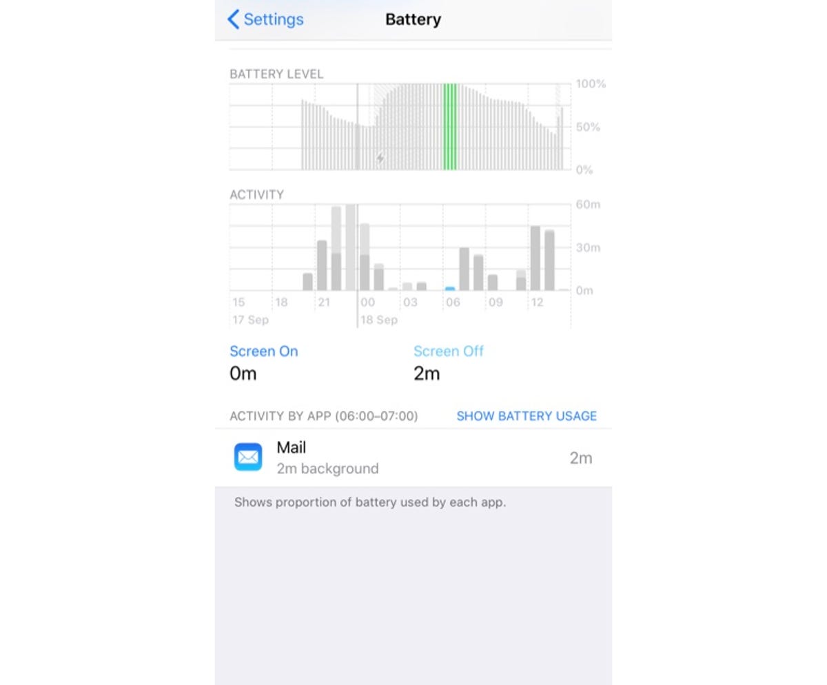 iOS 12 battery details