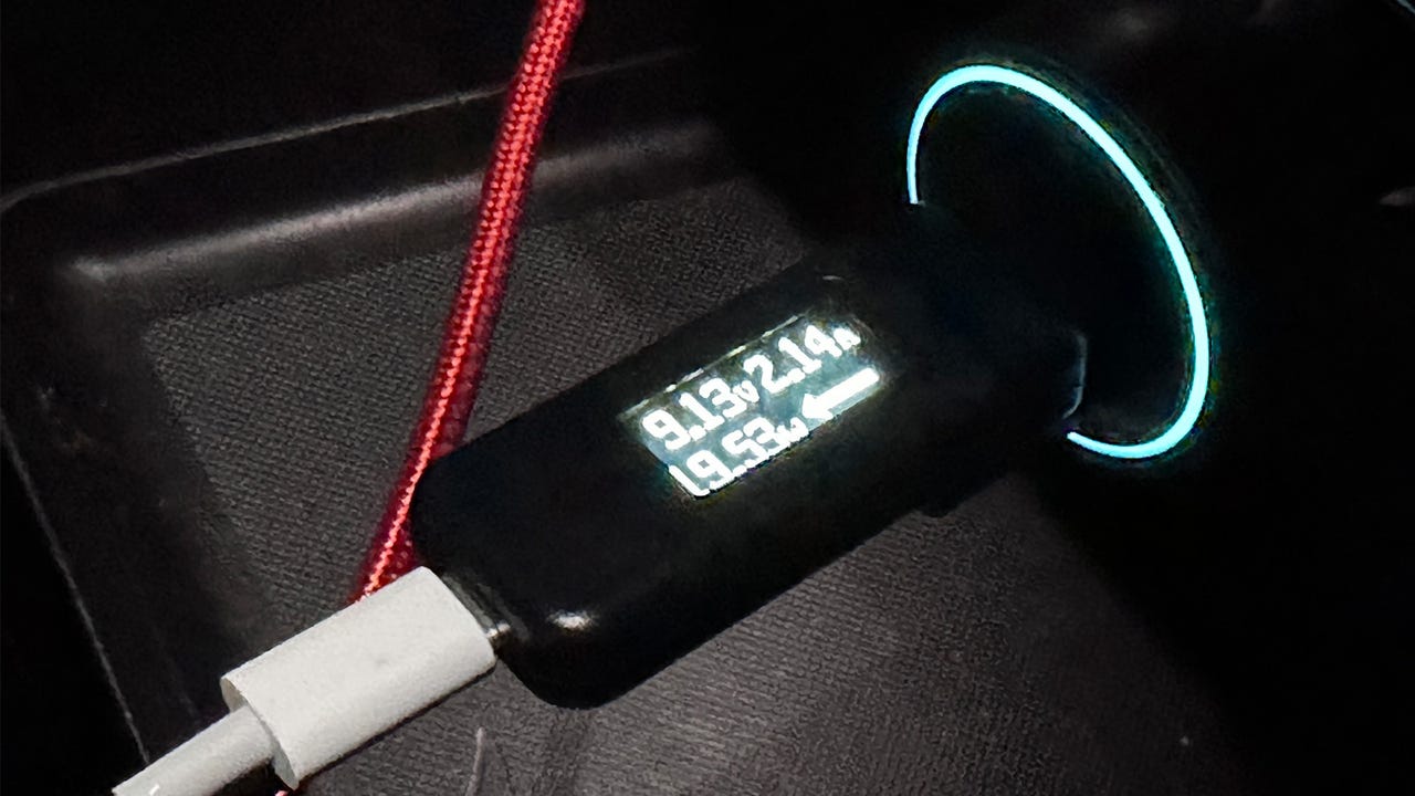 Real-world testing of an in-car charger.