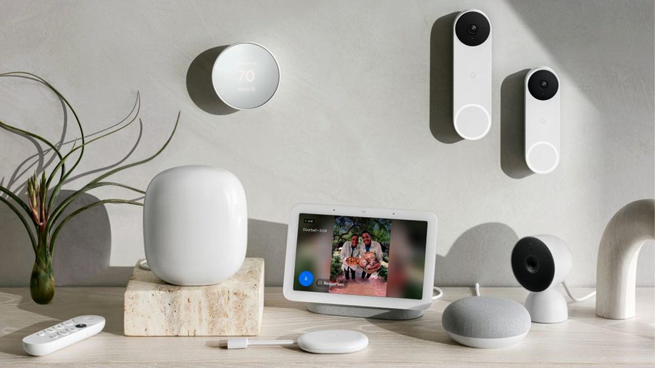 Google Nest devices on a table