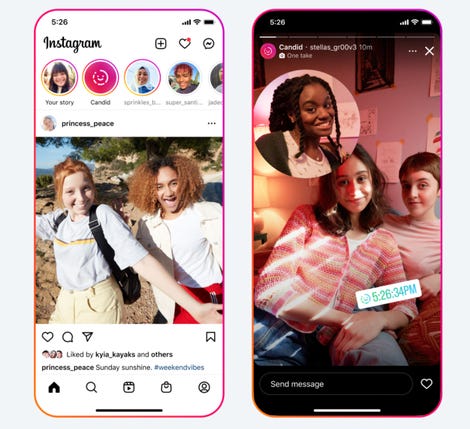 Instagram candid stories feature screenshots