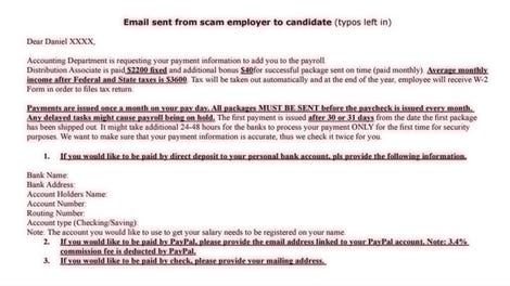 Here is an example of a job scam.