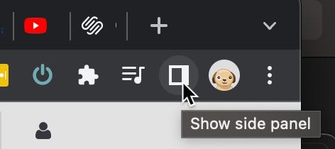 Side panel icon in Google Chrome