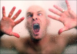 Crazy man in shower