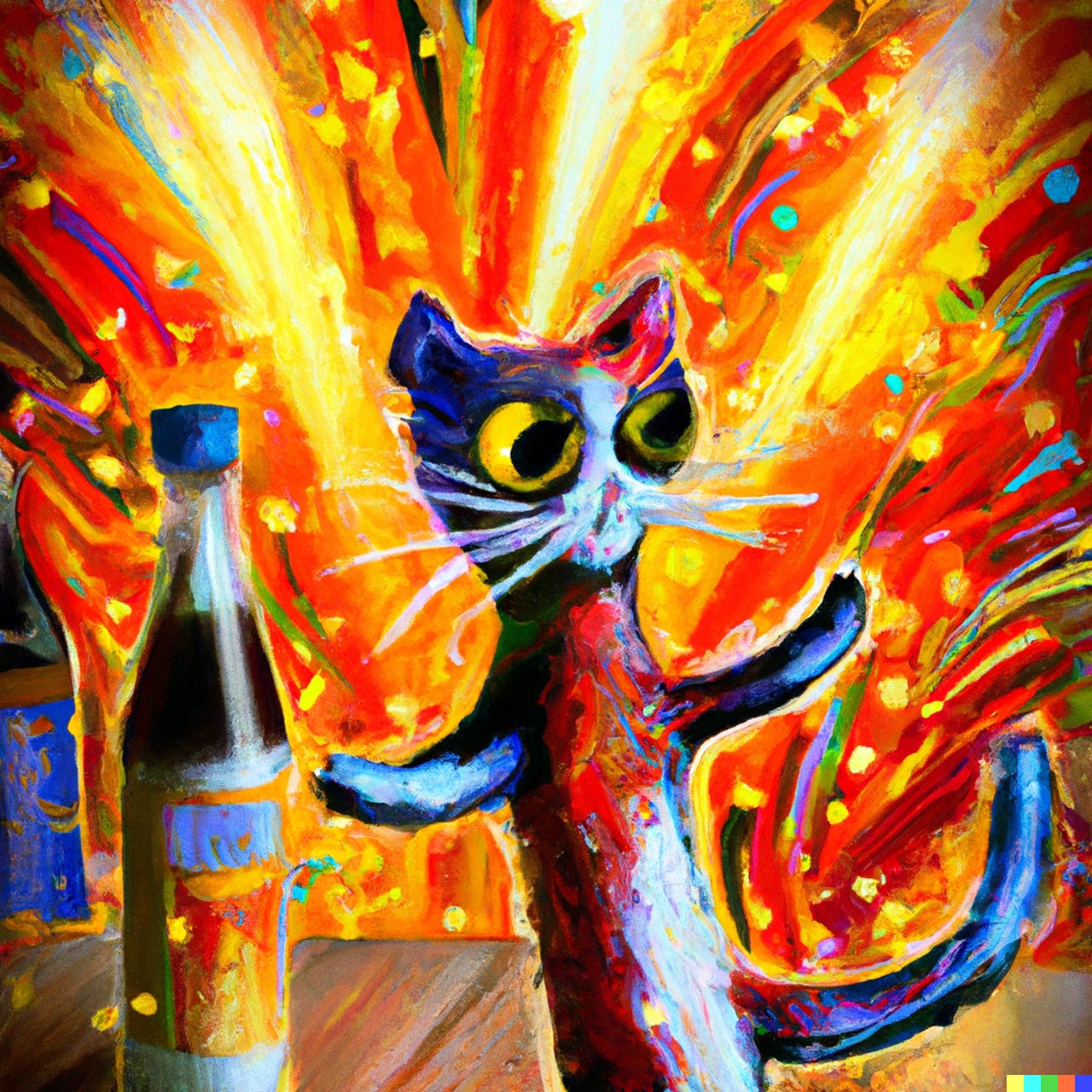 Dall-E cat with hot sauce