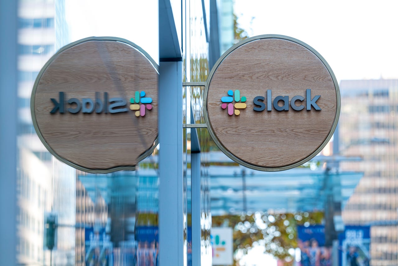 Slack logo on office building