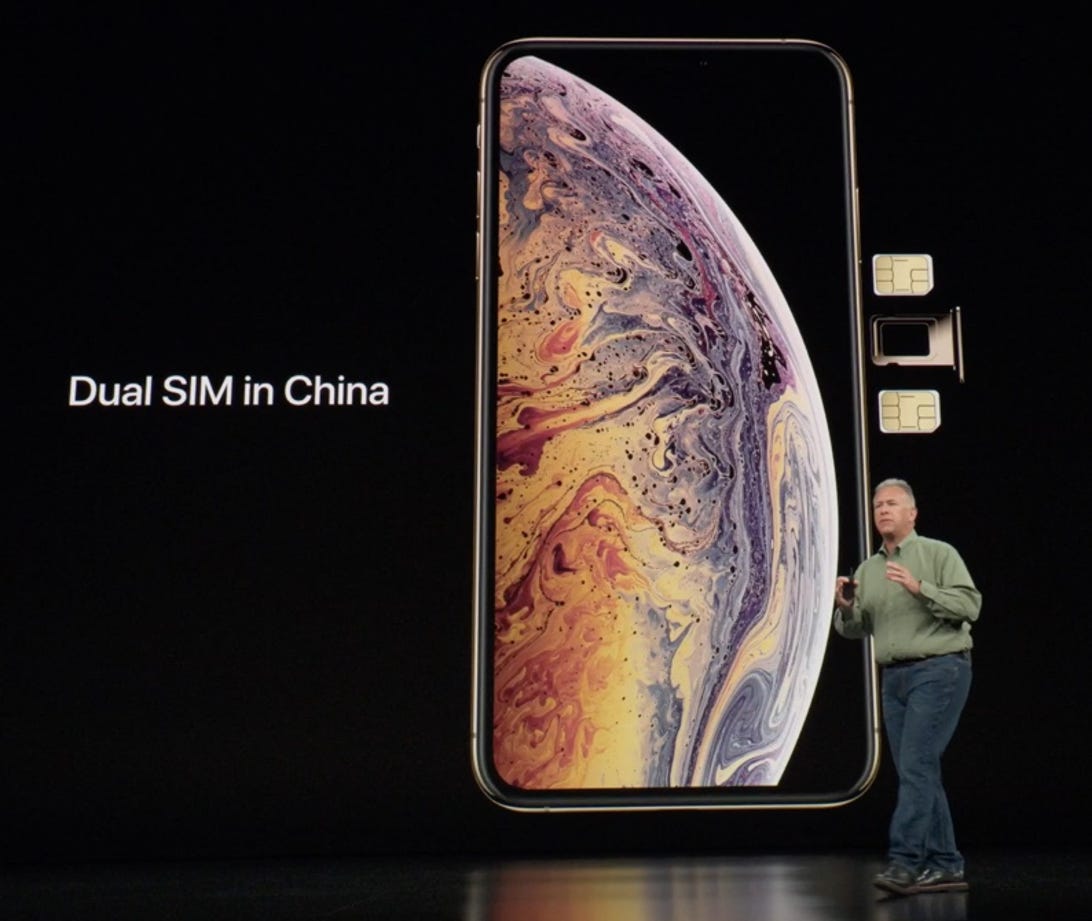 In China, the iPhone XS and iPhone XS Max will have two physical SIMs