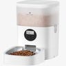 White pet feeder with dry pet food in its bowl