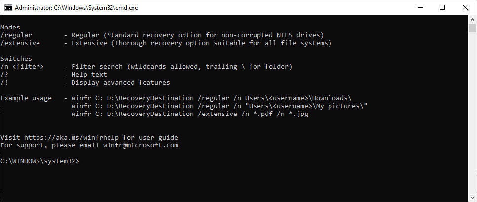 Microsoft's Windows File Recovery