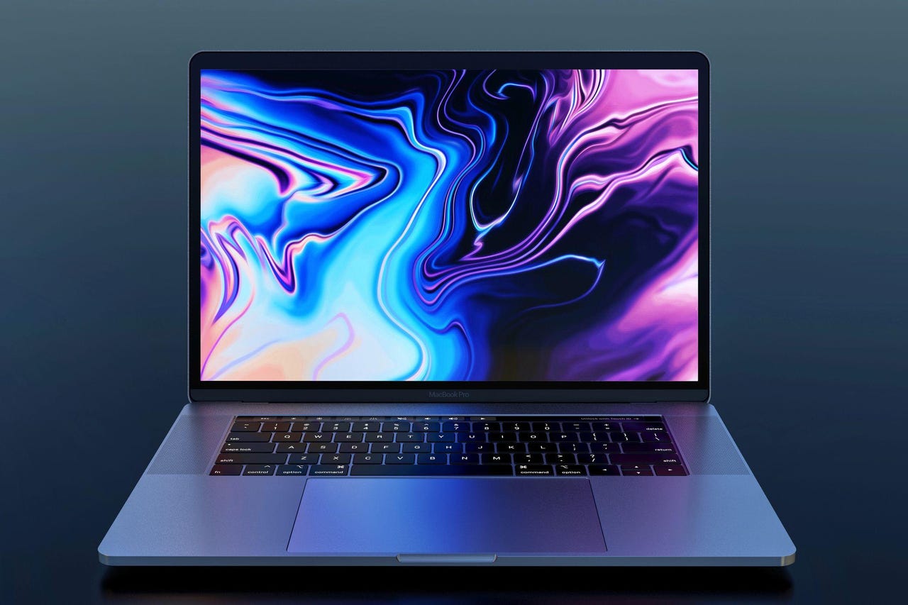MacBook Pro 2018, frontal view, dark background