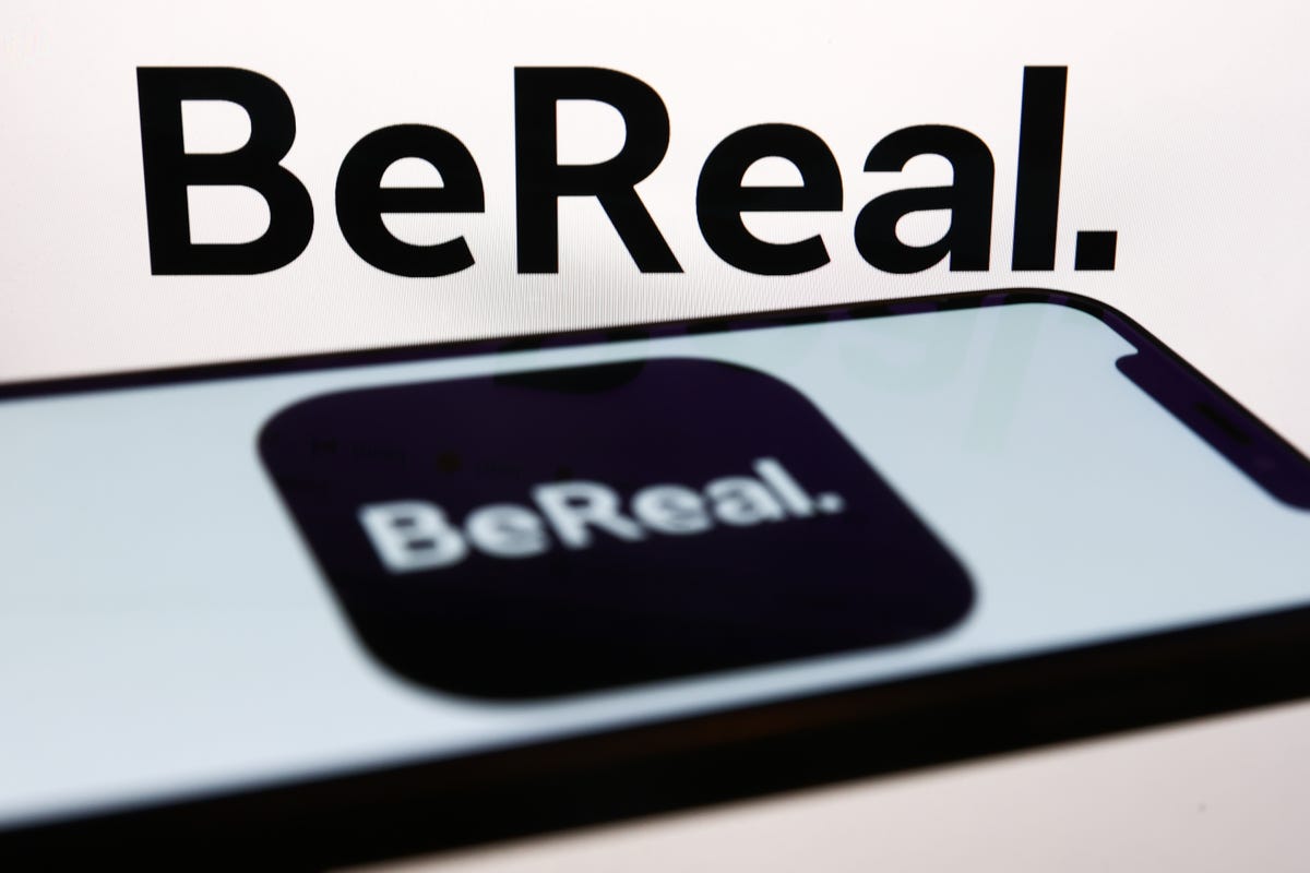 BeReal app displayed on cellphone