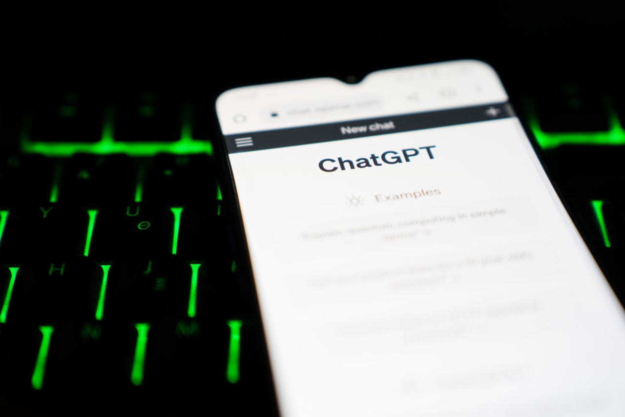 ChatGPT open on phone that is on a keyboard