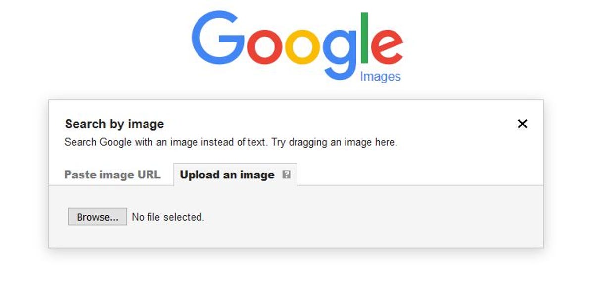 Google reverse image search box
