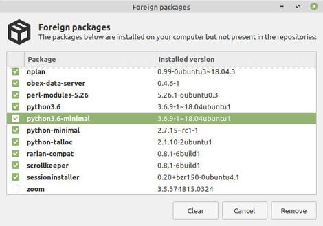Removing out-dated "foreign" software packages