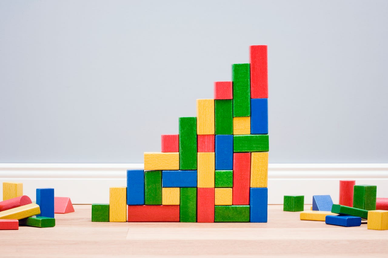 Building blocks in various colors