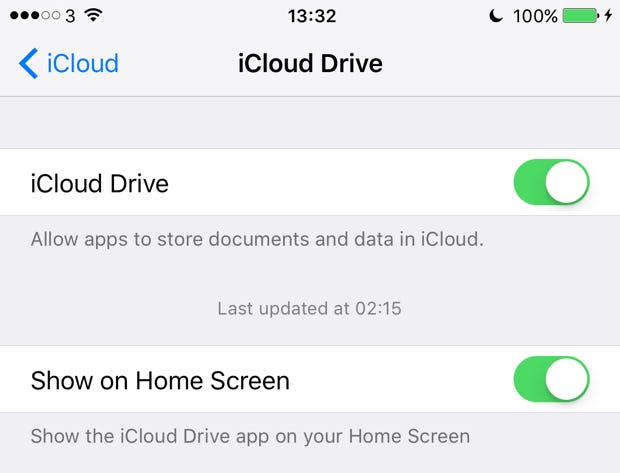 iOS 9 iCloud Drive app