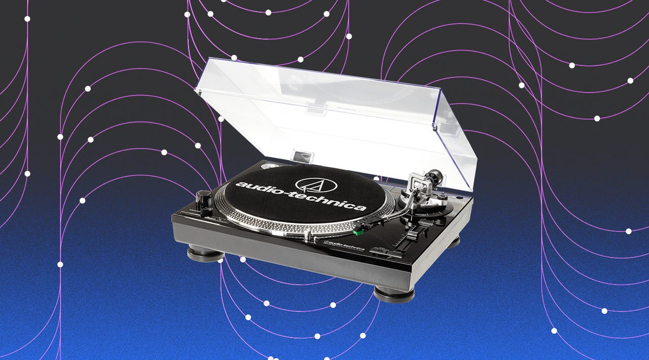 Audio-Technica LP120 vinyl record player on sale for Black Friday 2023.