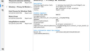 Windows 10 1809 problem report details