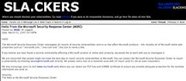 Microsoft's Sla.ckers forum post