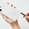 Samsung Galaxy S22 Ultra in white with an S Pen