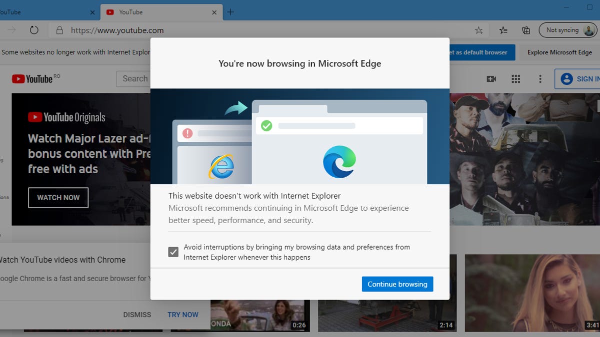 Microsoft will forcibly open some websites in Edge instead of Internet Explorer
