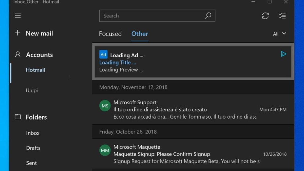 Microsoft investigated adding banner advertisements to the Windows 10 Mail and Calendar apps