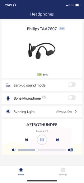 Screenshot of the Philips Headphones app