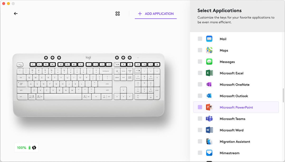 Logitech Options+: keyboard