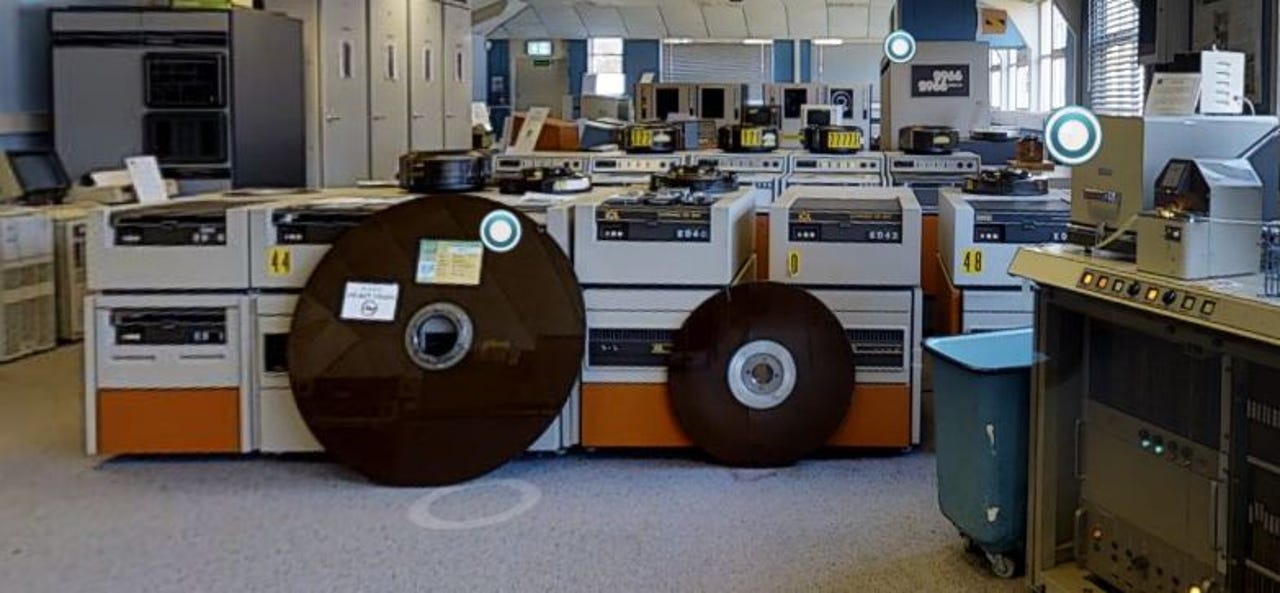 A view of 1960s mainframes and disk drives at TNMOC