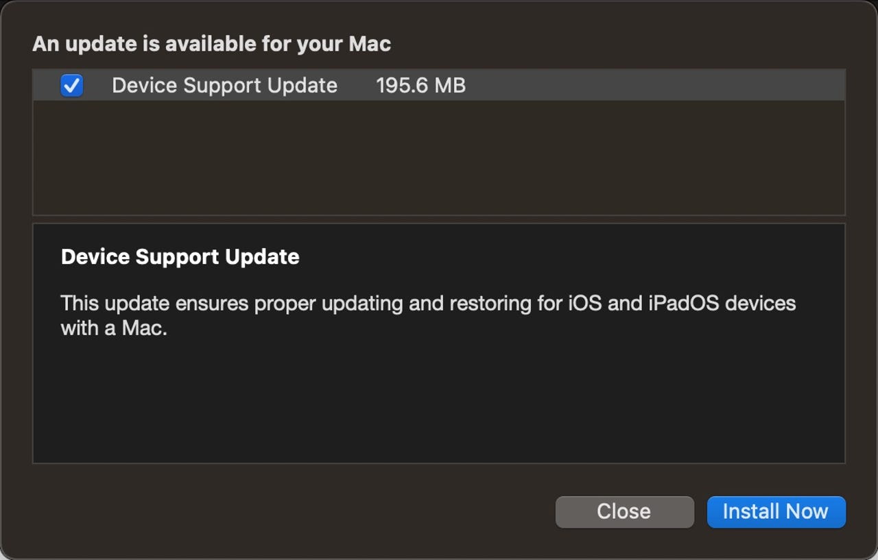 Device Support Update for macOS Big Sur