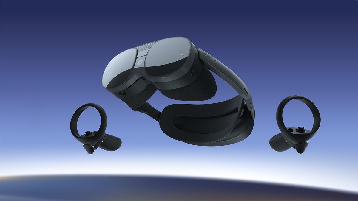HTC's VIVE HR headset with its controllers