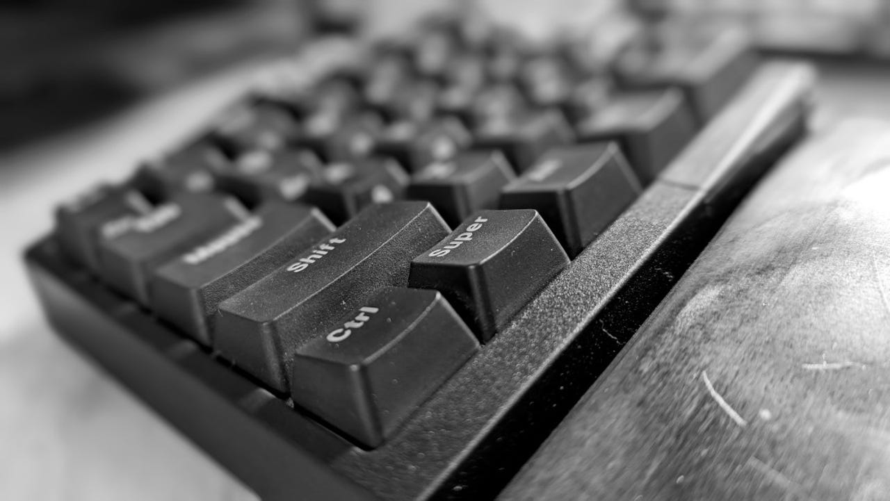 Ultimate Hacking Keyboard closeup.