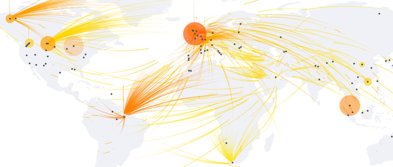 DDoS botnet globe map