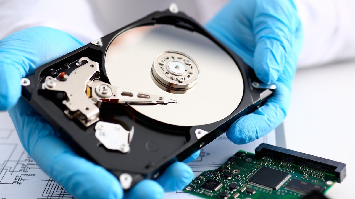 Hard drives have spinning platters on which data is stored.