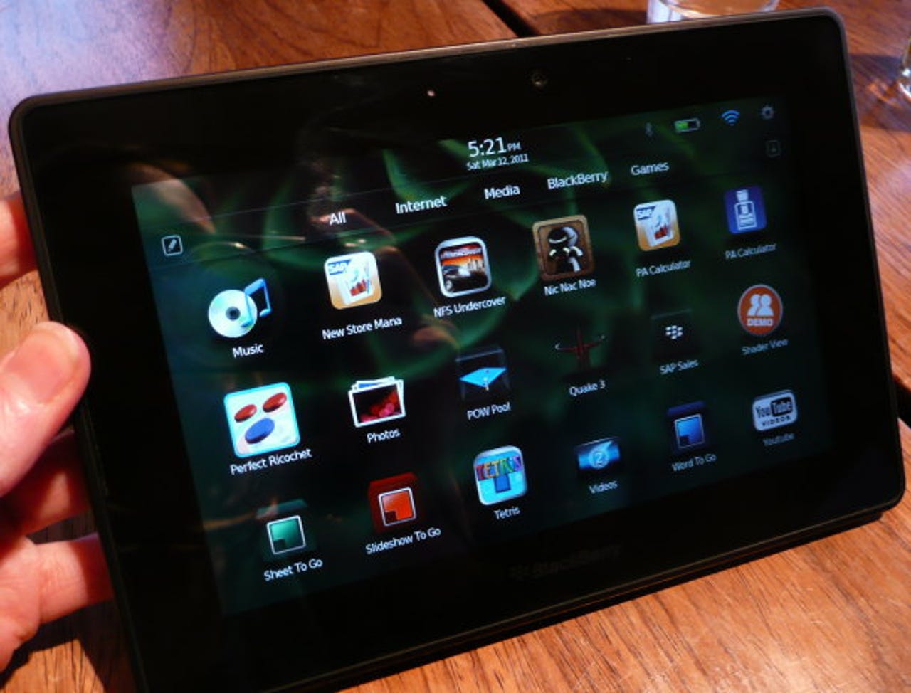 Icons on the BlackBerry PlayBook tablet