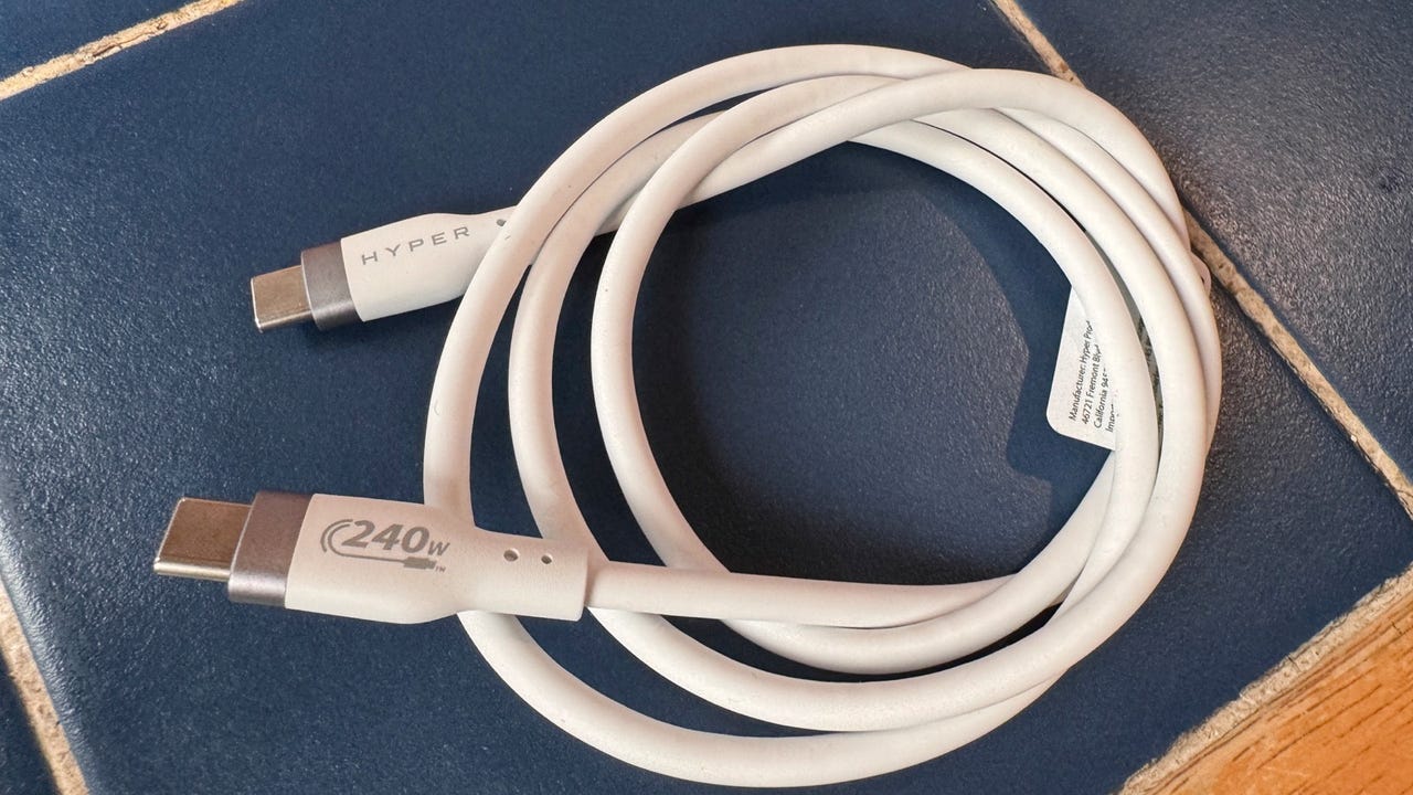 Cable USB-C a USB-C de silicona HyperJuice de 240 W (3 pies/1 m)