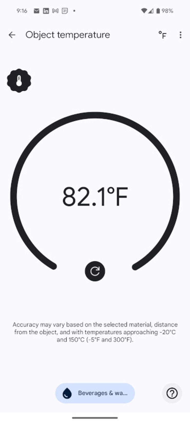 Pixel 8 pro Temperature sensor comparison with a trusted temp