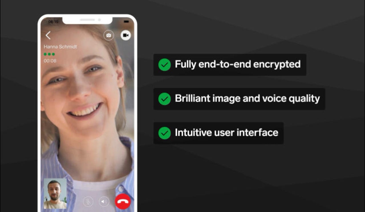 A graphic showing Threema video calls functionality