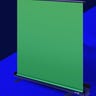 An Elgato collapsible green screen on a blue, digitized background