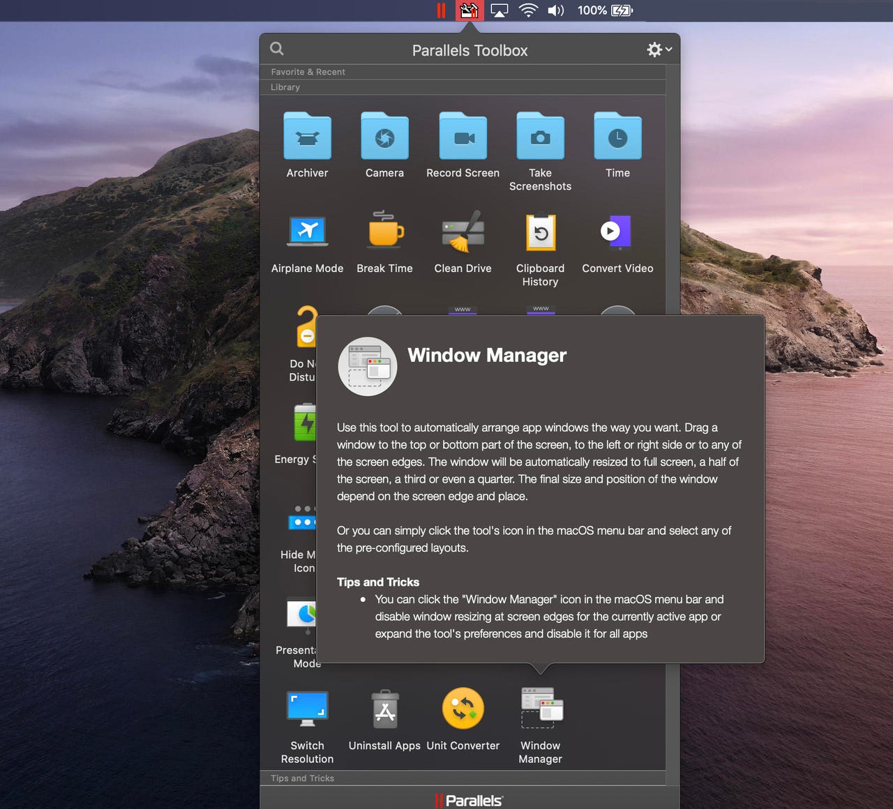 parallels-toolbox-window-manager-macos-screenshot