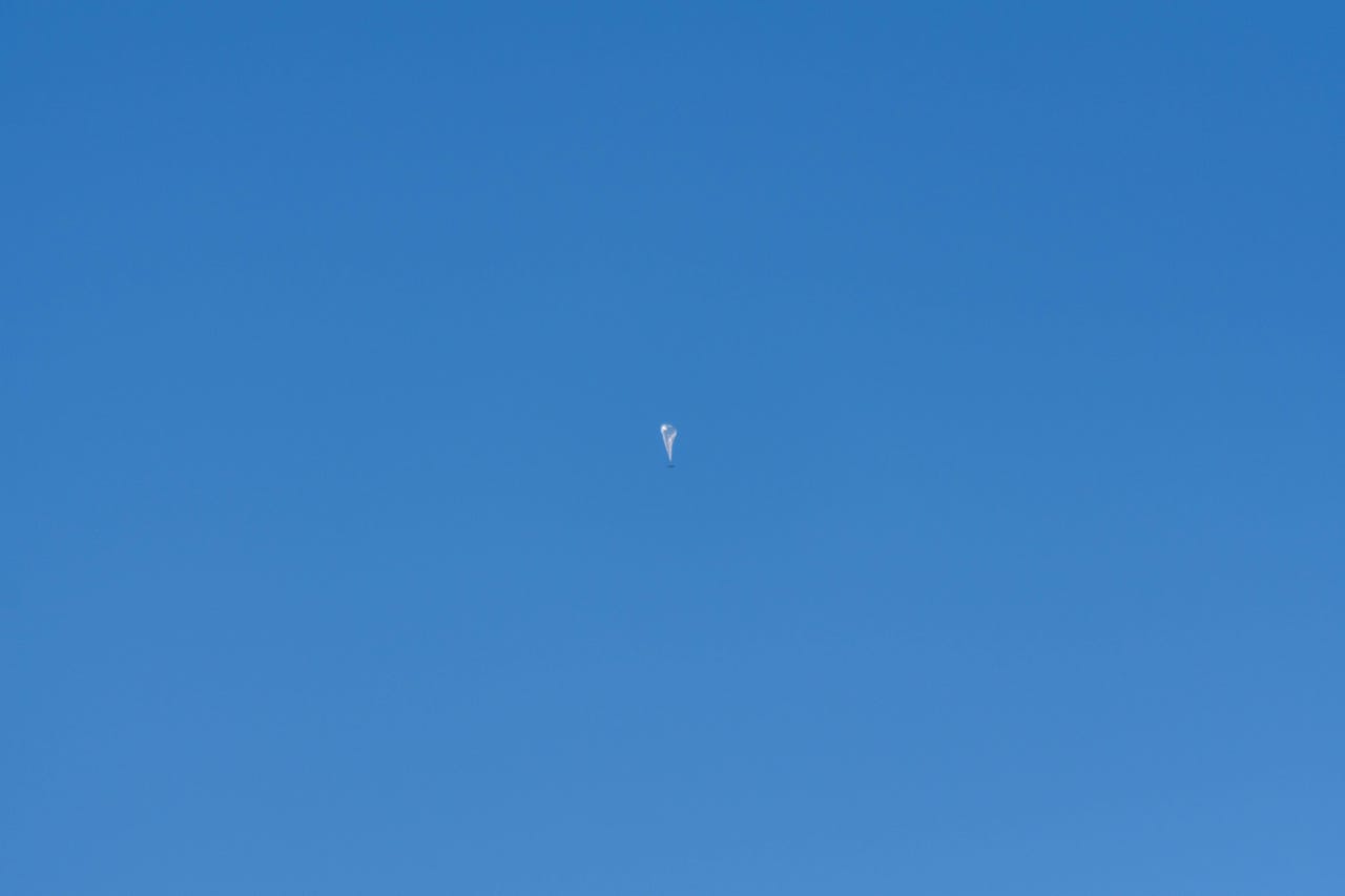 Our first sight of a Project Loon balloon over Winnemucca, shortly after launch.