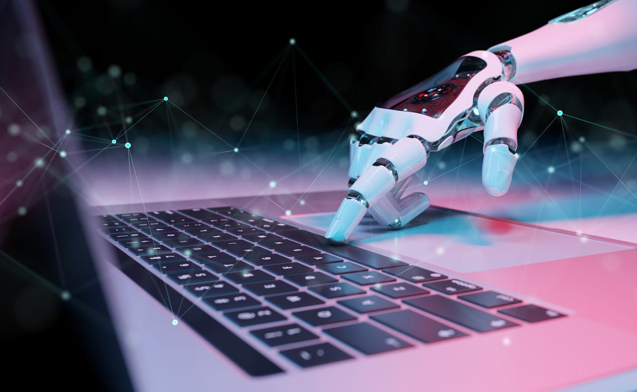 Robot AI hand typing