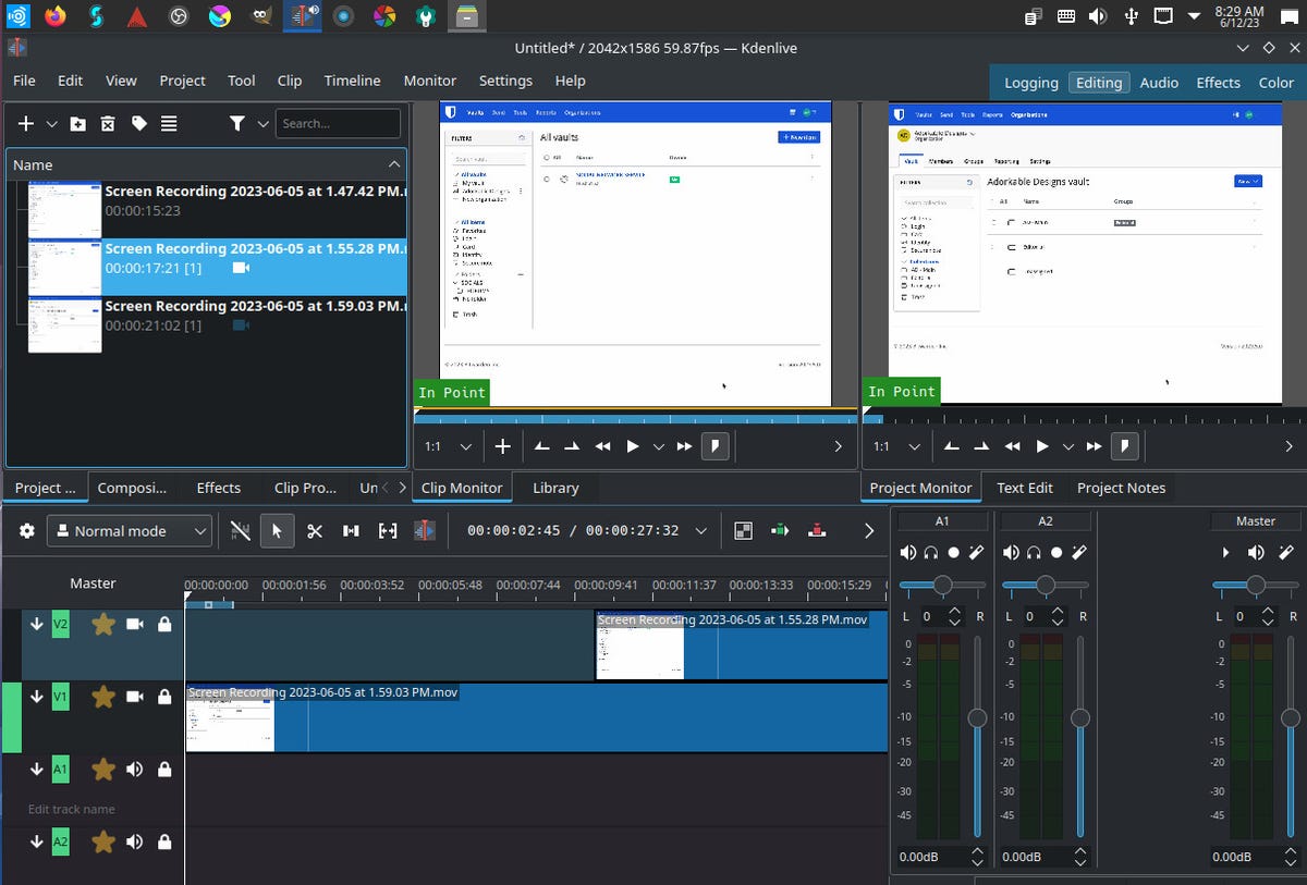 The Kdenlive video editor.