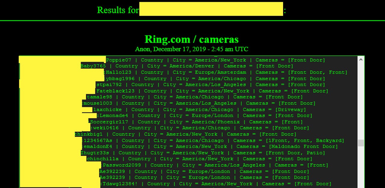 Over 1,500 Ring passwords have been found on the dark web