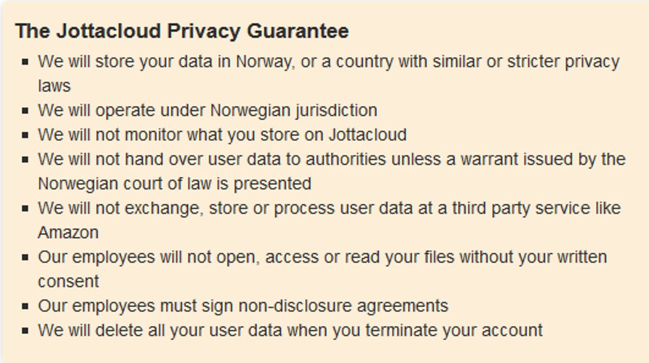 Jottacloud's Privacy Guarantee