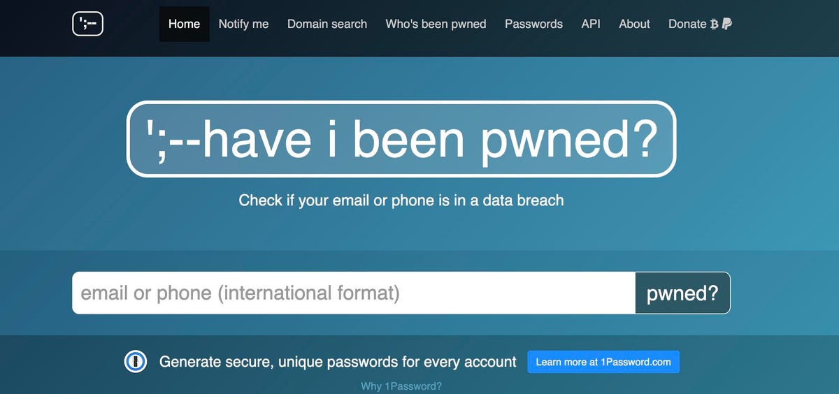 Have I Been Pwned site